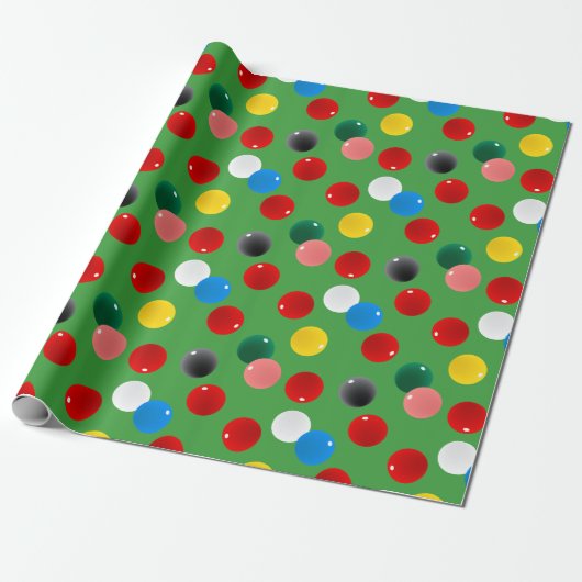 Snooker Ballen Patterned Kleurrijk Cadeaupapier (Uitgerold)