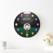 Snooker biljartballen met cijfers grote klok (Huis)