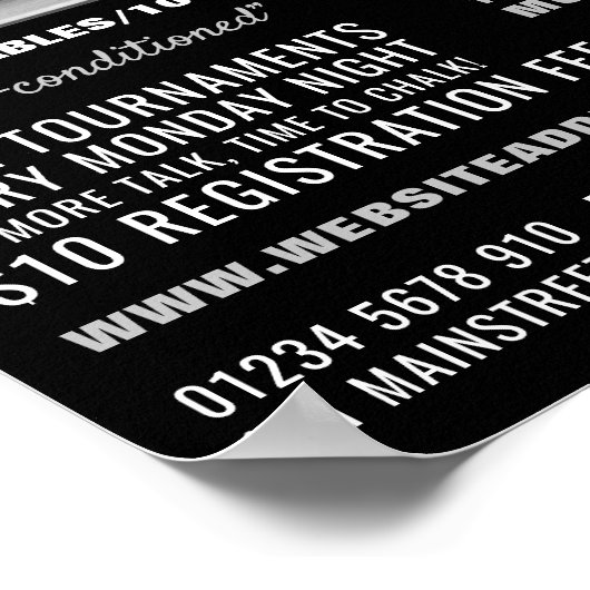 Snooker Club Portrait, Pool, Snooker Club Advert Poster (Hoek)