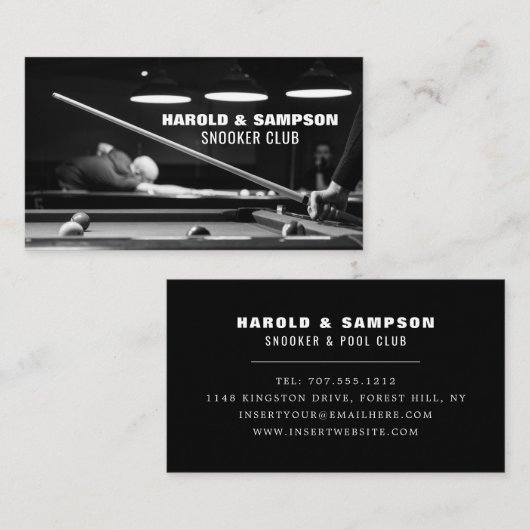 Snooker Club Portret, zwembad en snooker speler /  Visitekaartje (Voorkant / Achterkant)