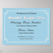 Snooker Competition Certificate Poster (Voorkant)