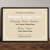 Snooker Competition Certificate Poster