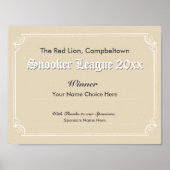 Snooker Competition Winner's Certificate Poster (Voorkant)