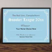 Snooker Competition Winner's Certificate Poster