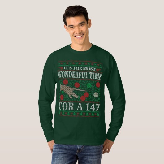 SNOOKER FUNNY CHRISTMAS QUOTES UGLY SWEATER T-SHIRT (Voorkant volledig)