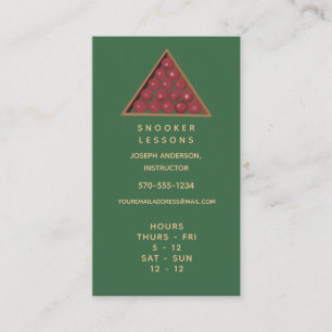 Snooker Lessen Visitekaartje met uren