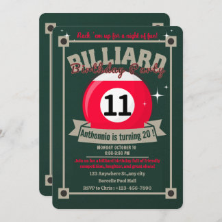 Snooker Nodig Pool Verjaardagsfeest Biljart Ball u Kaart