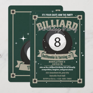 Snooker Nodig Pool Verjaardagsfeest Biljart Ball u Kaart