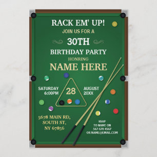 Snooker nodigt pool Birthday Party Billiards Sport Kaart