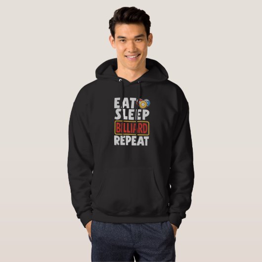 Snooker Player Pool Eat Sleep Billiard Repeat Hoodie (Voorkant volledig)