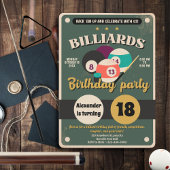 Snooker Pool Verjaardag Party Uitnodiging Biljart