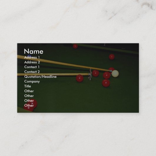 Snooker shot visitekaartje (Voorkant)