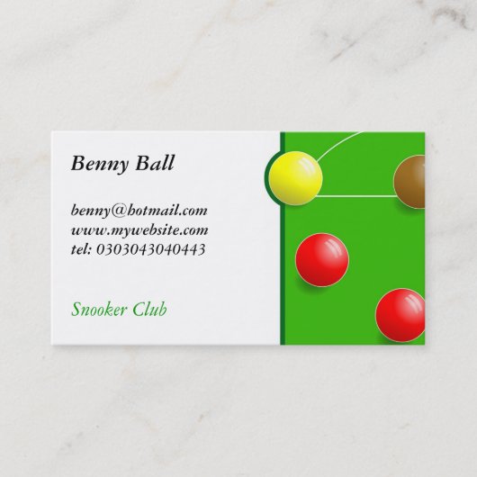 Snooker Visitekaartje (Voorkant)
