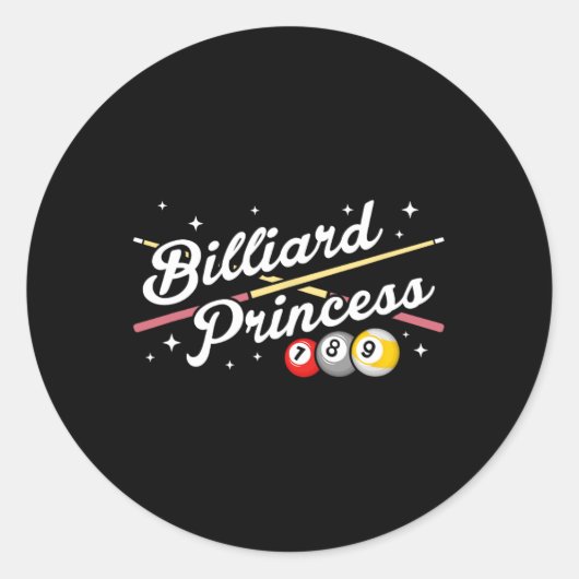 Snookerspel Biljart Princess Pool Spelers Billia Ronde Sticker (Voorkant)