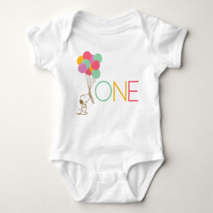 Snoopy and Balloons 1st Birthday Baby T-Shirt