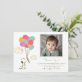 Snoopy and Balloons First Birthday Bedankkaart (Staand voorkant)