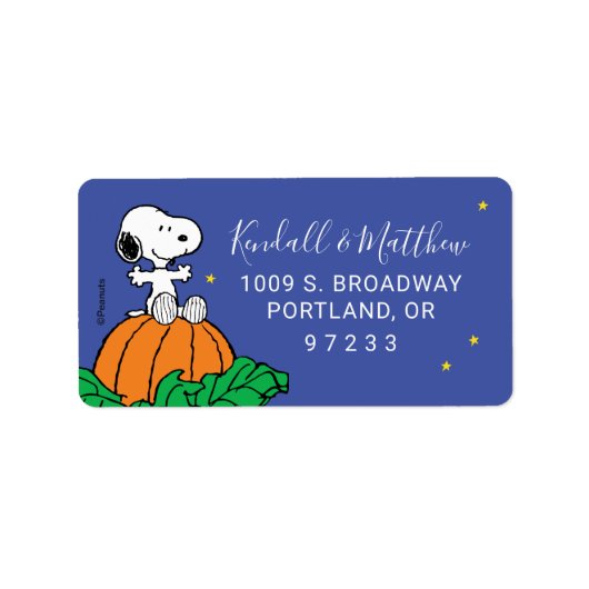 Snoopy and Pumpkin Baby Shower Etiket (Voorkant)
