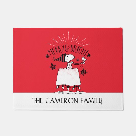 Snoopy and Woodstock - Merry & Bright Deurmat (Voorkant)