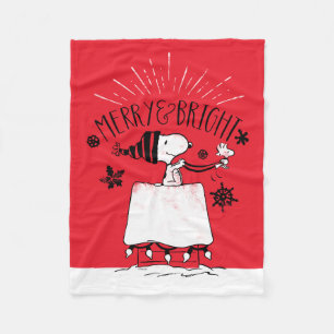 Snoopy and Woodstock - Merry & Bright Fleece Deken
