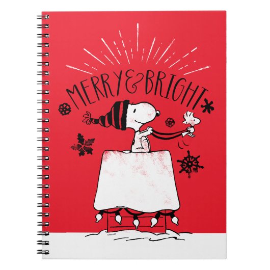 Snoopy and Woodstock - Merry & Bright Notitieboek (Voorkant)