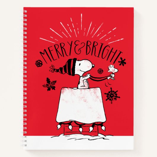 Snoopy and Woodstock - Merry & Bright Notitieboek (Voorkant)