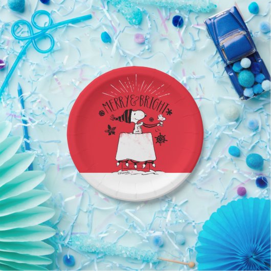 Snoopy and Woodstock - Merry & Bright Papieren Bordje (Feest)