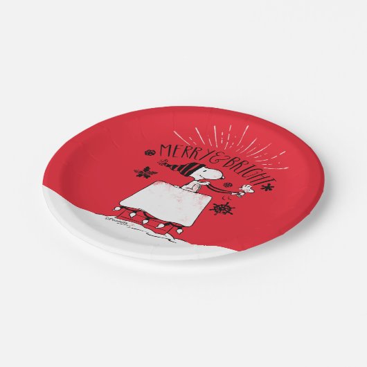Snoopy and Woodstock - Merry & Bright Papieren Bordje (Gekanteld)
