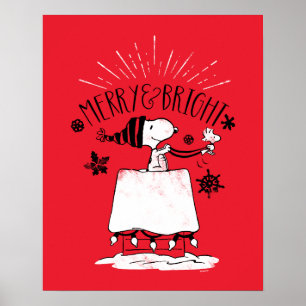 Snoopy and Woodstock - Merry & Bright Poster
