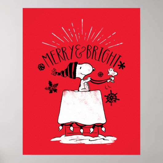 Snoopy and Woodstock - Merry & Bright Poster (Voorkant)