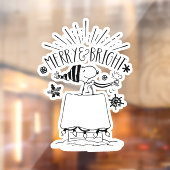 Snoopy and Woodstock - Merry & Bright Raamsticker (Vel 2)