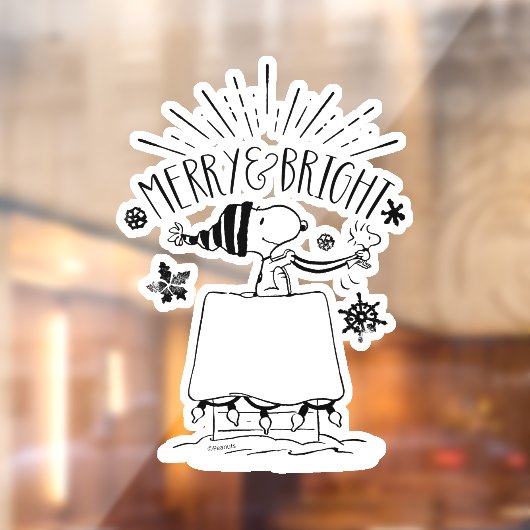 Snoopy and Woodstock - Merry & Bright Raamsticker (Vel 2)