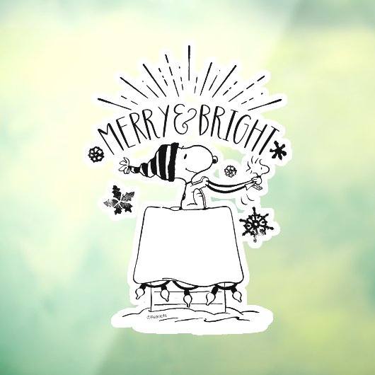 Snoopy and Woodstock - Merry & Bright Raamsticker (Vel 3)