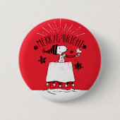Snoopy and Woodstock - Merry & Bright Ronde Button 5,7 Cm (Voorkant)