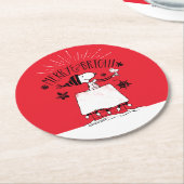 Snoopy and Woodstock - Merry & Bright Ronde Kartonnen Onderzetter (Gebogen)