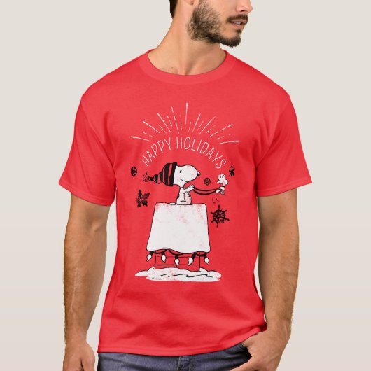 Snoopy and Woodstock - Merry & Bright T-shirt (Voorkant)