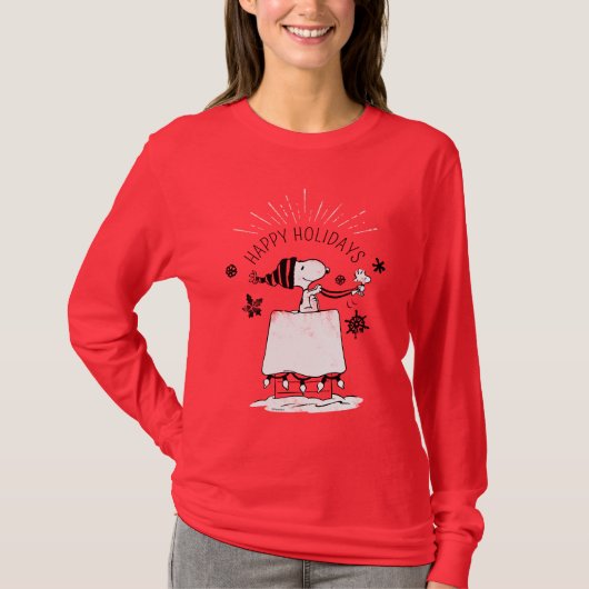 Snoopy and Woodstock - Merry & Bright T-shirt (Voorkant)