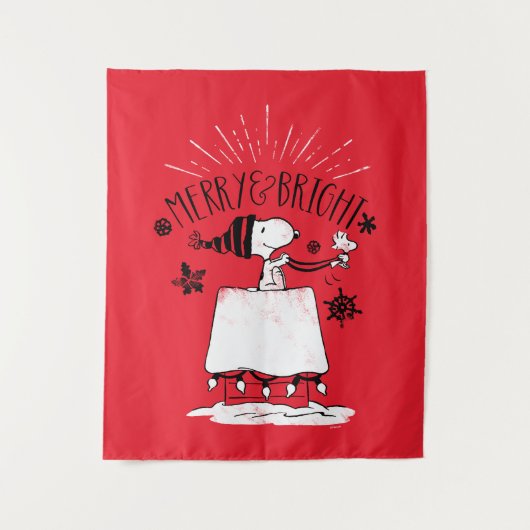 Snoopy and Woodstock - Merry & Bright Wandkleed (Voorkant)