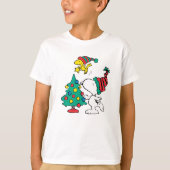 snoopy and woodstock on christmas t-shirt (Voorkant)