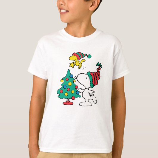snoopy and woodstock on christmas t-shirt (Voorkant)