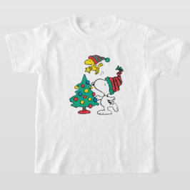snoopy and woodstock on christmas t-shirt