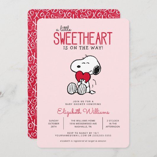Snoopy | BABY SHOWER Kaart (Voorkant / Achterkant)