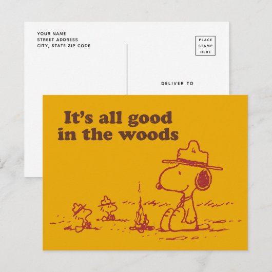 Snoopy | Beagle Scout - Alles goed in de Bossen Briefkaart (Voorkant / Achterkant)