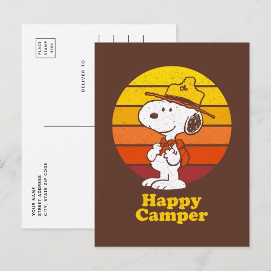 Snoopy | Beagle Scout - Happy Camper Briefkaart (Voorkant / Achterkant)