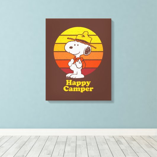 Snoopy | Beagle Scout - Happy Camper Canvas Afdruk (Insitu (Houten vloer))