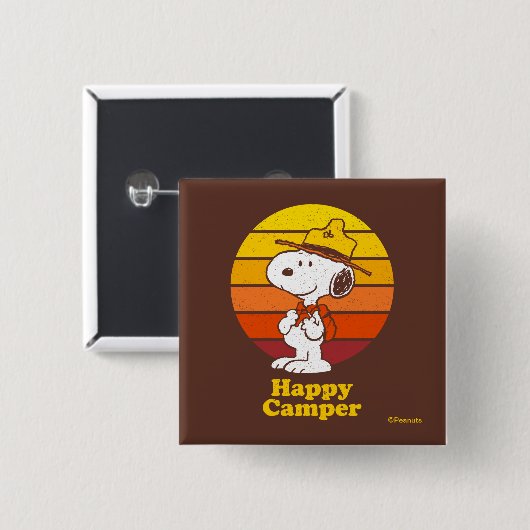 Snoopy | Beagle Scout - Happy Camper Vierkante Button 5,1 Cm (Voorkant /achterkant)