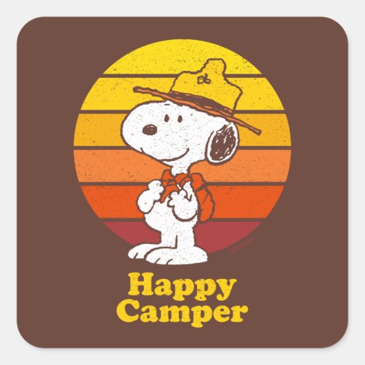Snoopy | Beagle Scout - Happy Camper Vierkante Sticker (Voorkant)