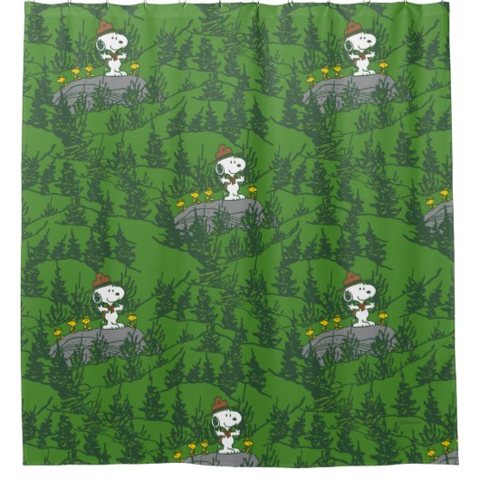 Snoopy Beagle Scout Hiking Pattern Douchegordijn (Voorkant)