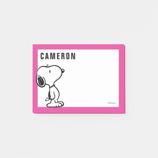 Snoopy Black & Magenta | Jouw namen toevoegen Post-it® Notes (Voorkant)