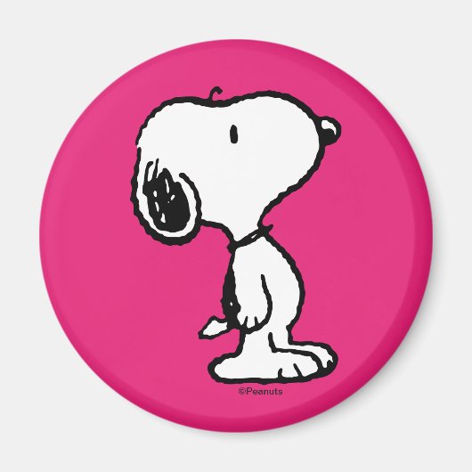 Snoopy Black & Magenta Magneet (Voorkant)