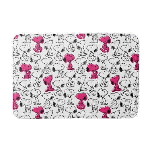 Snoopy Black & Magenta Pattern Badmat (Voorkant)